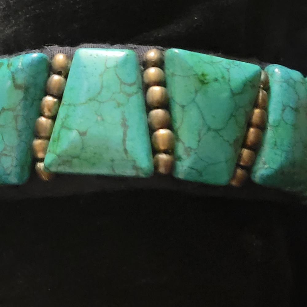 Ooak Turquoise Stretch Opened Cuff Bangle Nwot - image 1